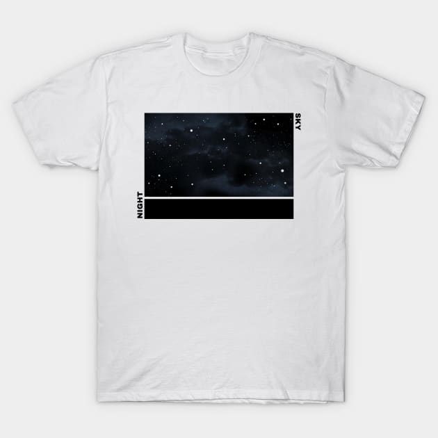 Night Sky Aesthetic Design in B&W T-Shirt by Moshi Moshi Designs